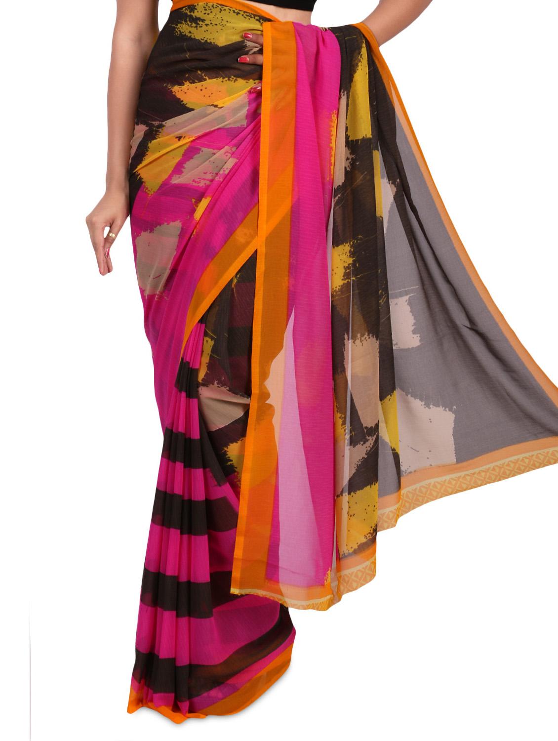 Multicolor Printed Georgette Half & Hlaf Saree - 1220437 - Standard Image - 1