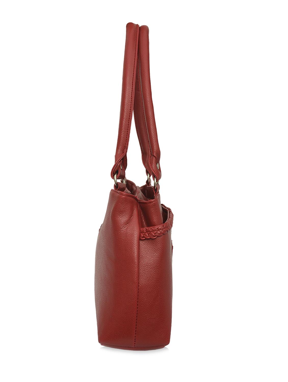 maroon leatherette braided handbag - 12206091 - Standard Image - 4