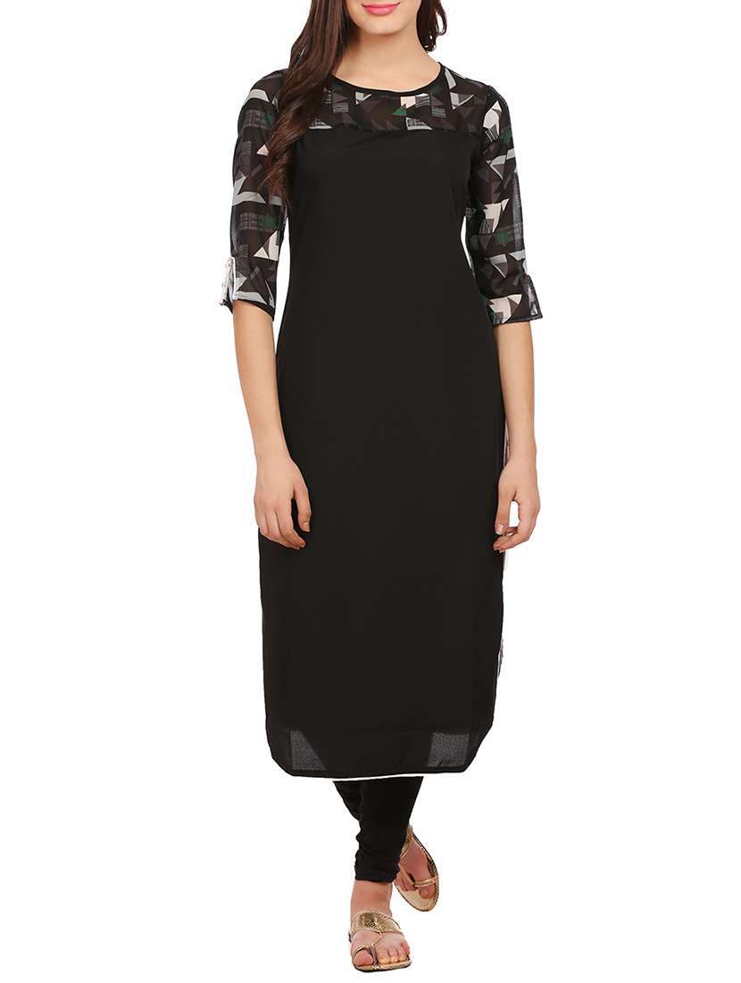 black crepe straight kurta