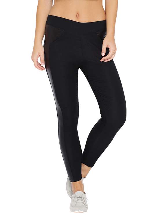 black polyester jeggings