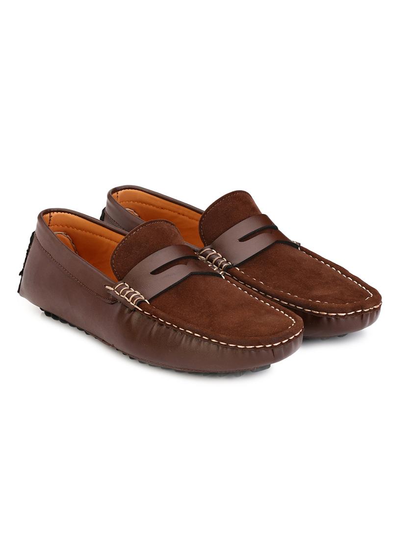 brown synthetic slip on loafers - 12214745 - Standard Image - 1