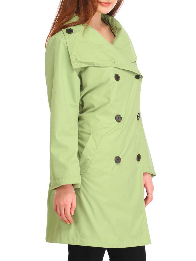 Buy online Light Green Buttoned Trench Coat from blazers and coats for