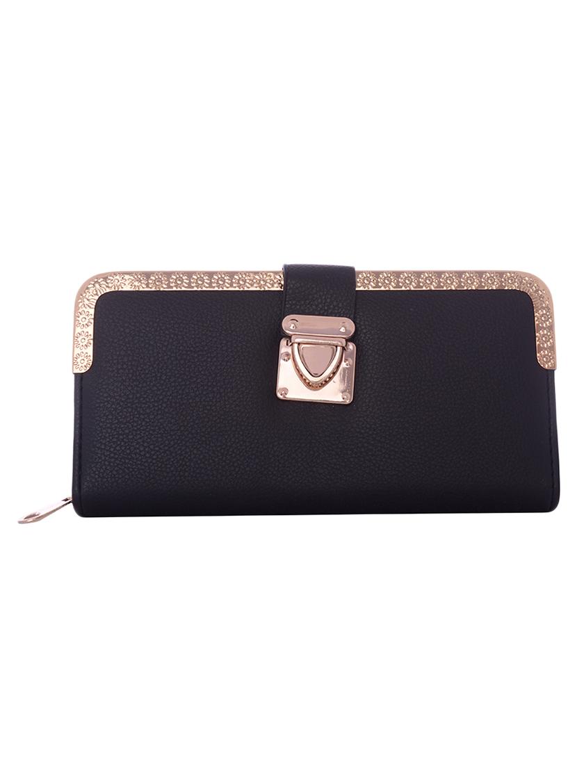 black leatherette textured clutch - 12220988 -  Zoom Image - 0
