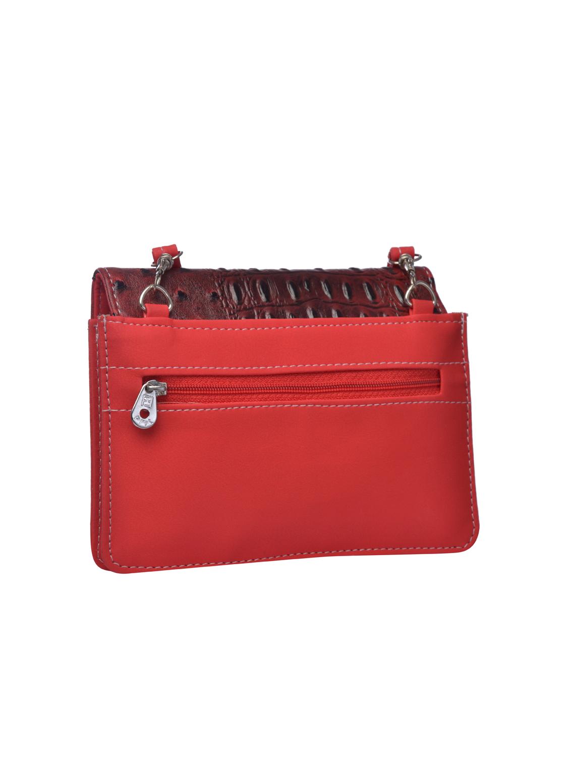red leatherette textured sling bag - 12221064 - Standard Image - 1