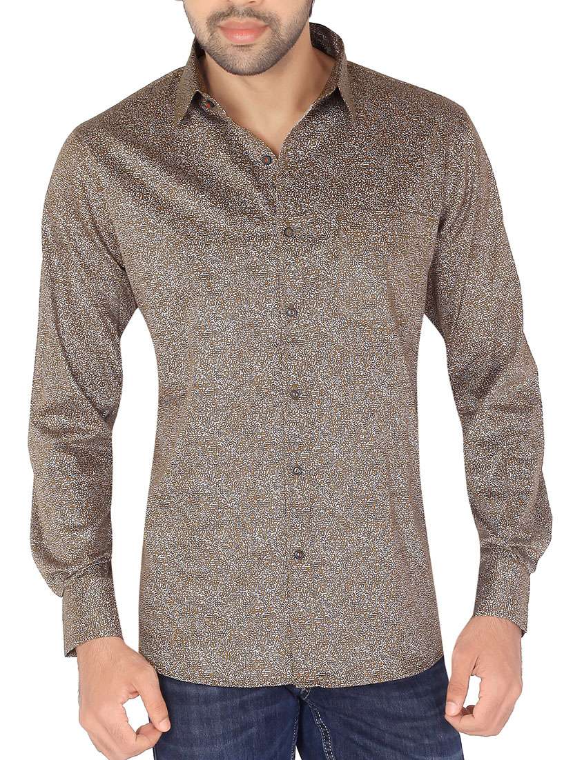 brown cotton casual shirt