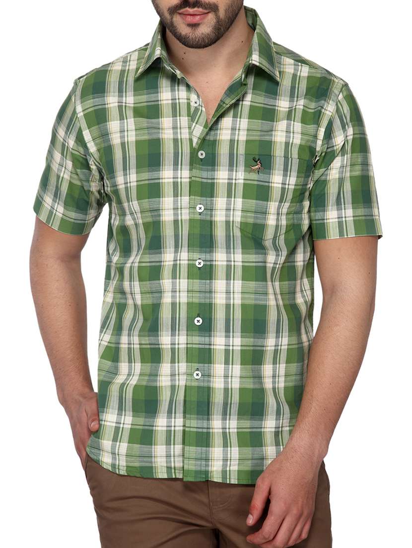 green cotton casual shirt