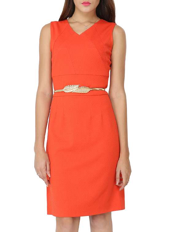 solid orange shift dress