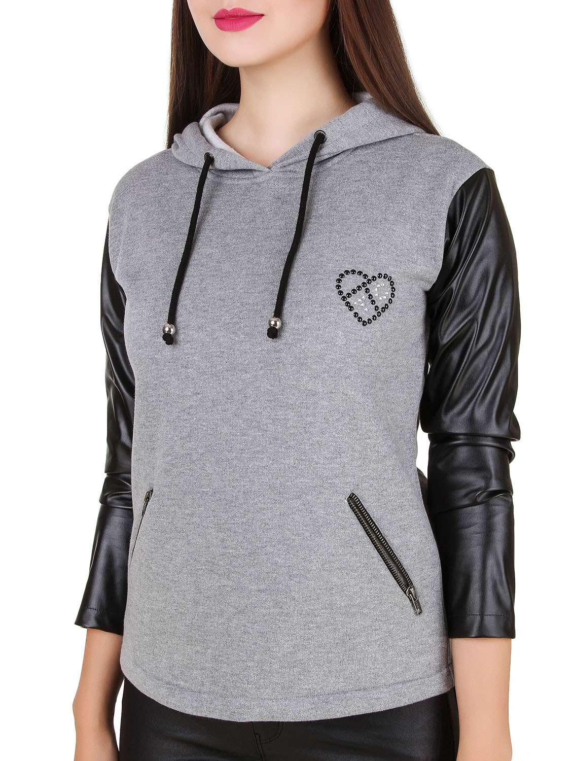 grey fleece hooded sweatshirt - 12251254 -  Standard Image - 1