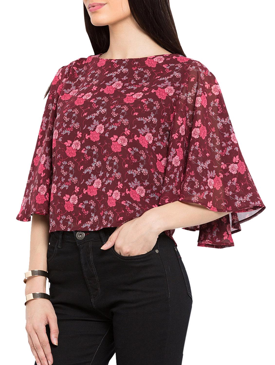 navy blue georgette regular top - 12252626 - Standard Image - 1