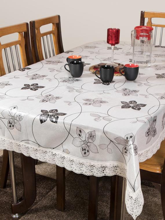 Azalea Gripper 4 Seater PVC Anti Slip Table Cover , White ,Pack Of 1 - By