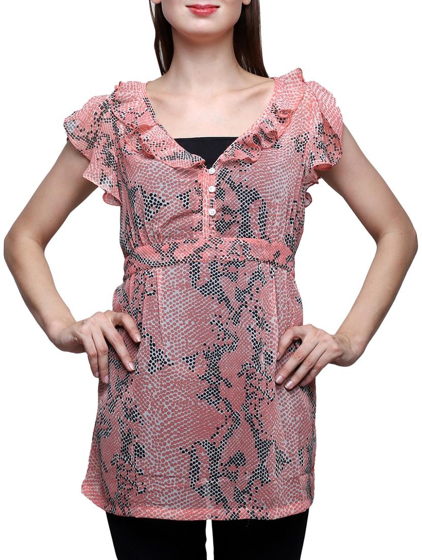 women's ruffle v neck top - 12253713 -  Zoom Image - 0