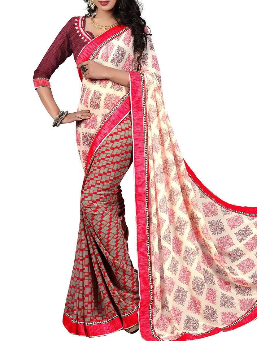 multi georgette printed saree with blouse
