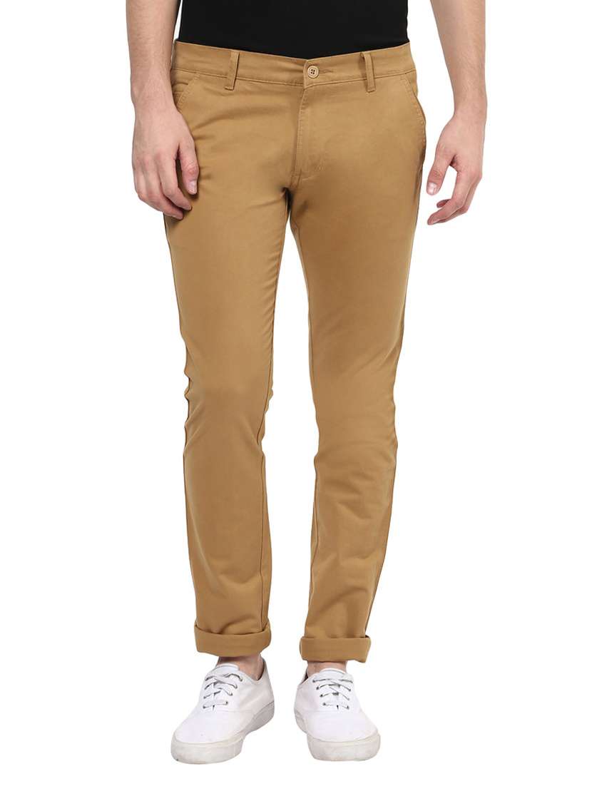 Khaki Stretchable Slim Fit Casual Chinos
