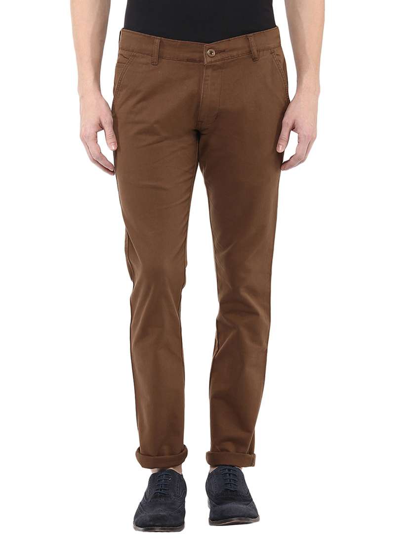 Dark Brown Stretchable Slim Fit Casual Chinos