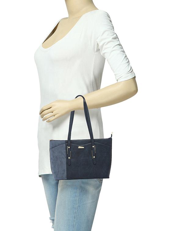 blue synthetic leather handbag - 12262482 - Standard Image - 4