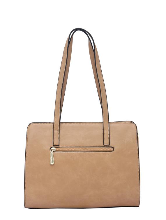 beige synthetic leather handbag - 12262487 - Standard Image - 1