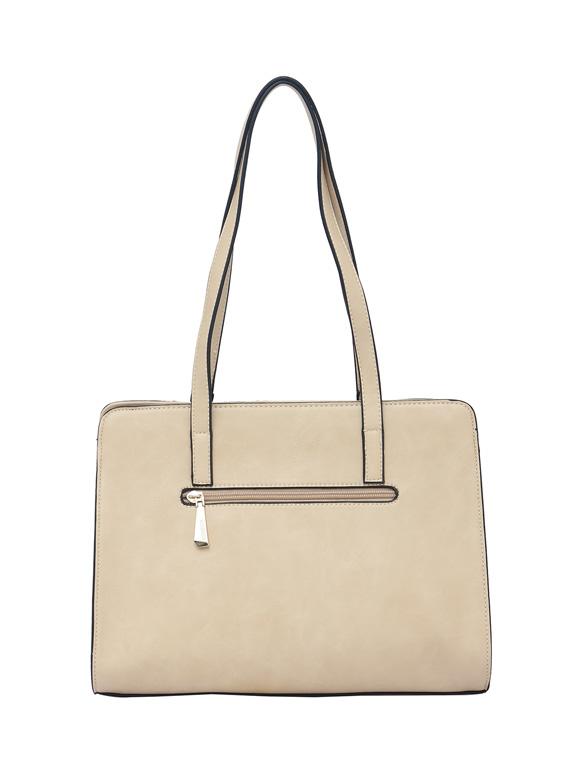 beige synthetic leather handbag - 12262488 - Standard Image - 1