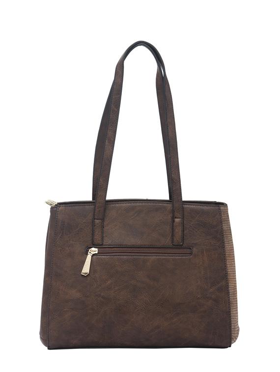 brown synthetic leather handbag - 12262491 - Standard Image - 1
