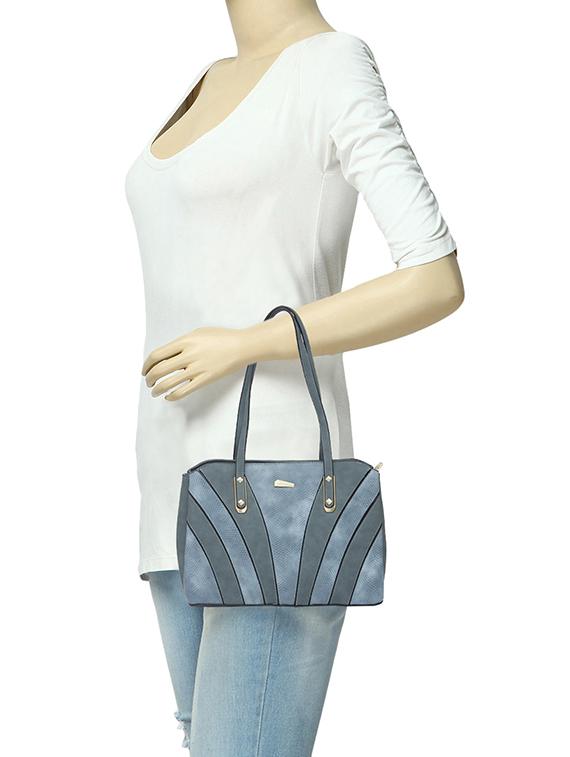 blue synthetic leather handbag - 12262495 - Standard Image - 4