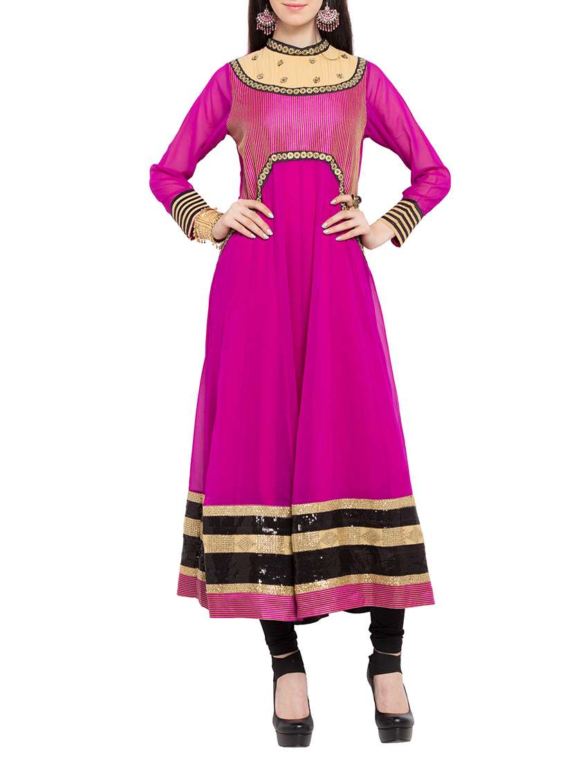 pink georgette anarkali kurta