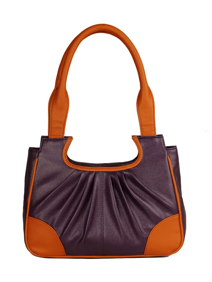 purple leatherette handbag