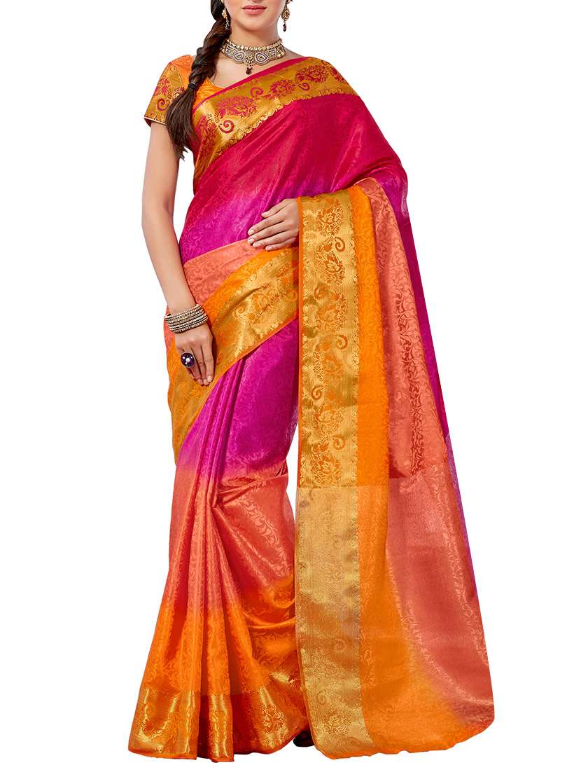 multi silk blend saree with blouse