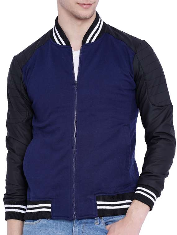 blue cotton bomber jacket