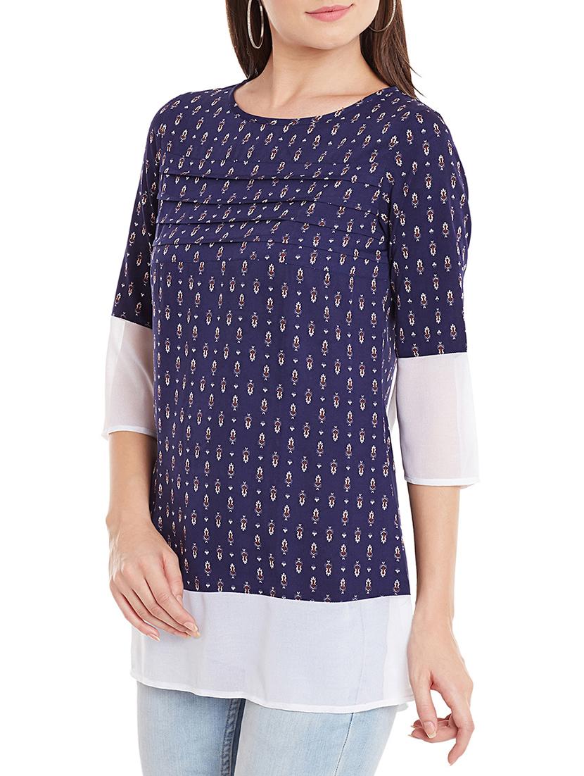 navy blue crepe top - 12274817 - Standard Image - 1