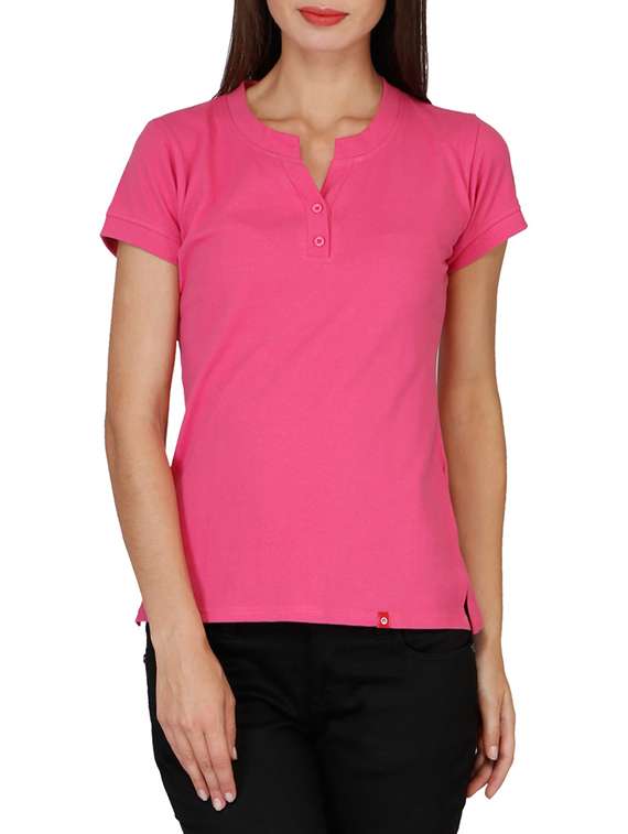 pink solid cotton t-shirt