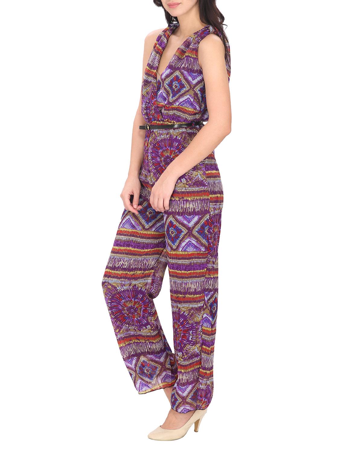 multicolored printed georgette full leg jumpsuit - 12290556 -  Standard Image - 1