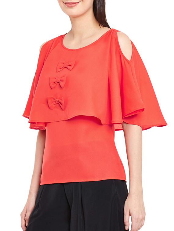 orange crepe regular top - 12297189 - Standard Image - 1
