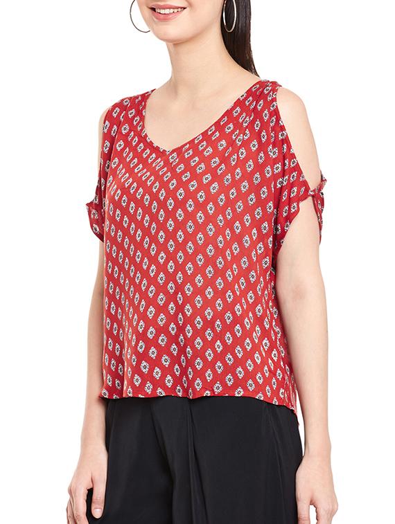 red rayon regular top - 12297190 - Standard Image - 1