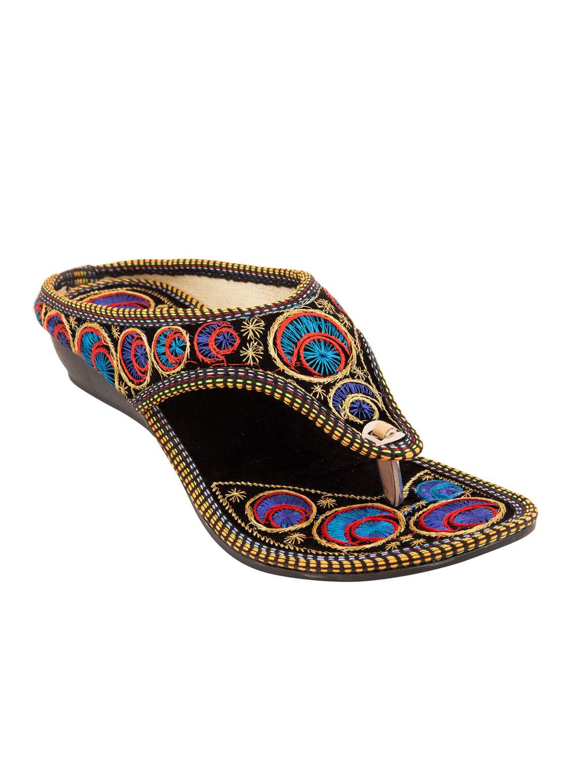 multi colored fabric ethnic sandals
