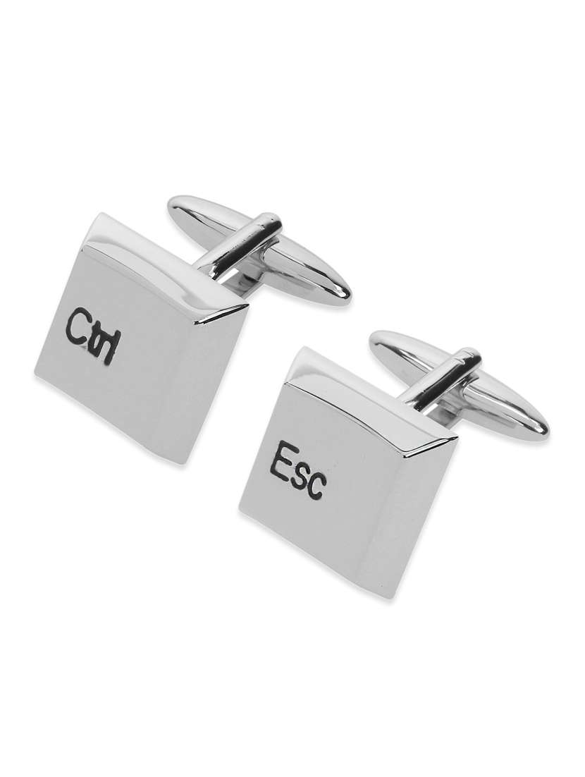 silver metal alloy cuff links