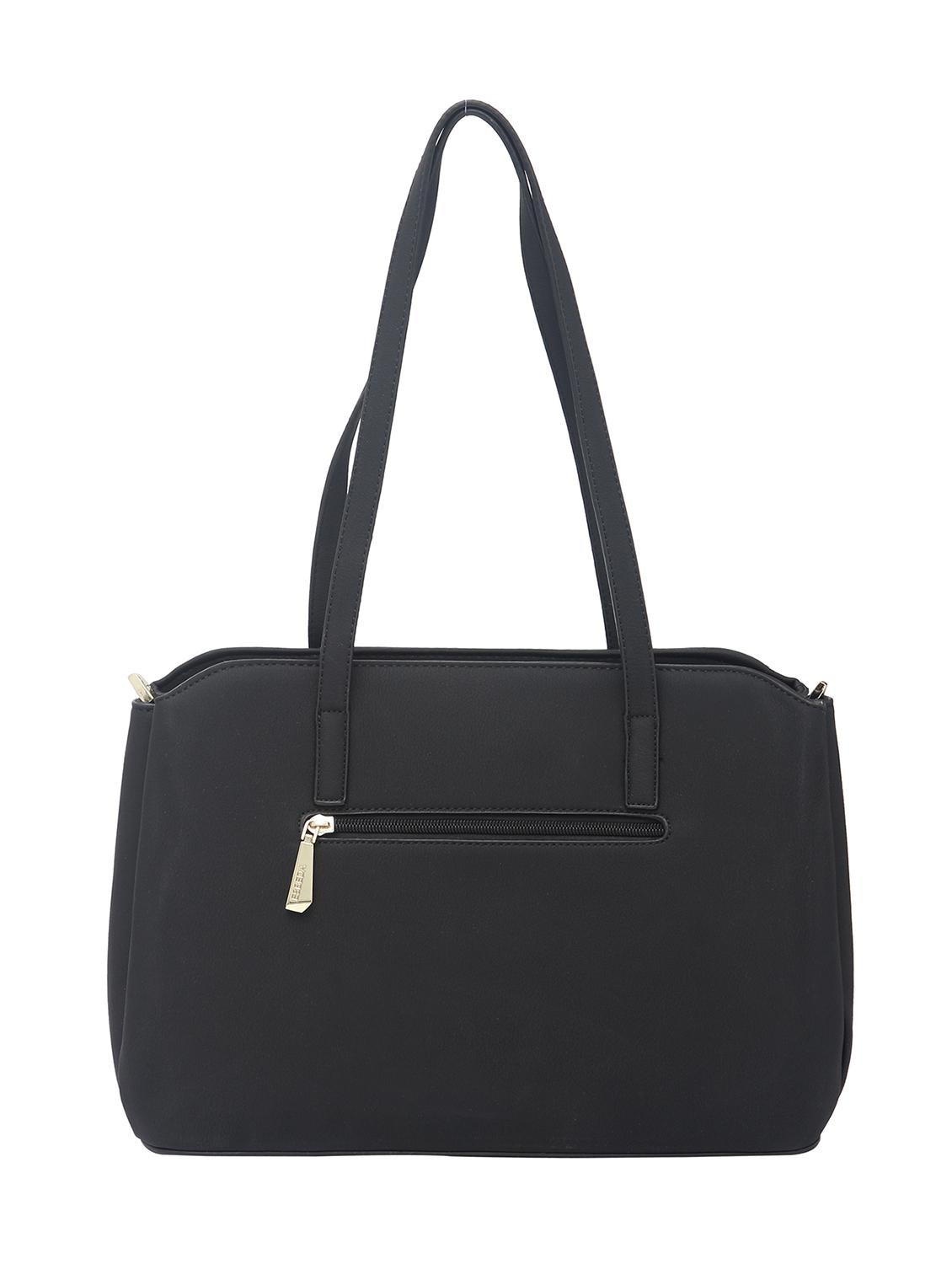 black textured synthetic leather handbag - 12306291 - Standard Image - 1