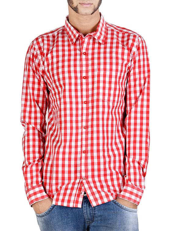 red cotton casual shirt
