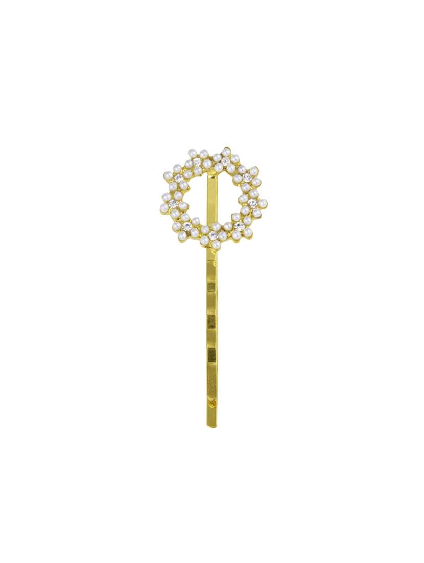 golden pearl metal hair pin