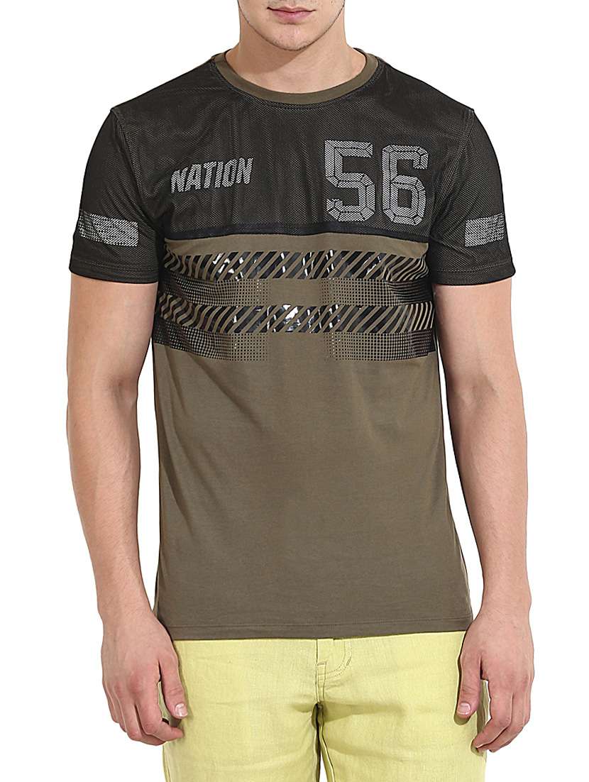 green cotton chest print tshirt