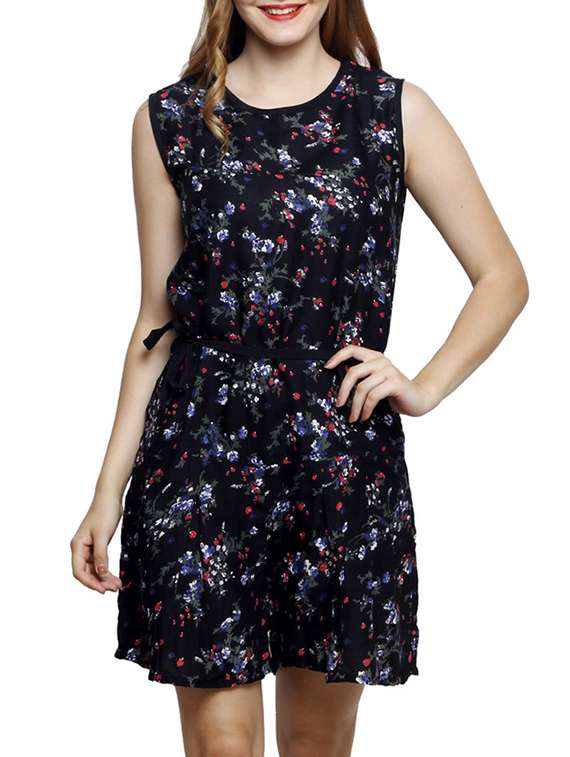black floral printed rayon jumpsuit