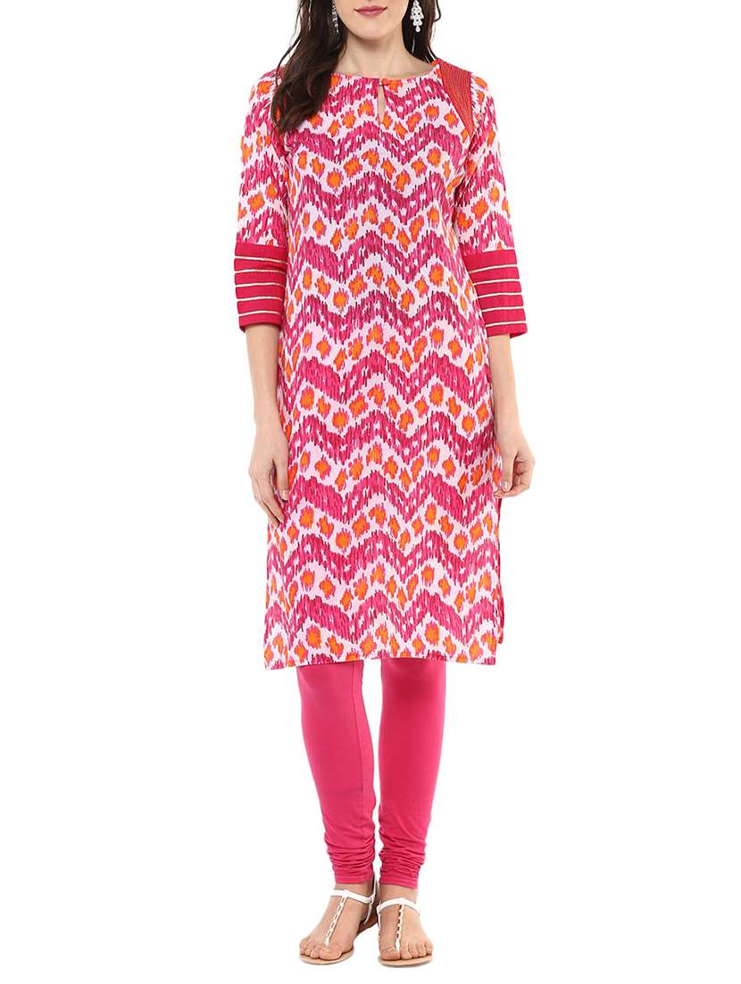 pink cotton straight kurta