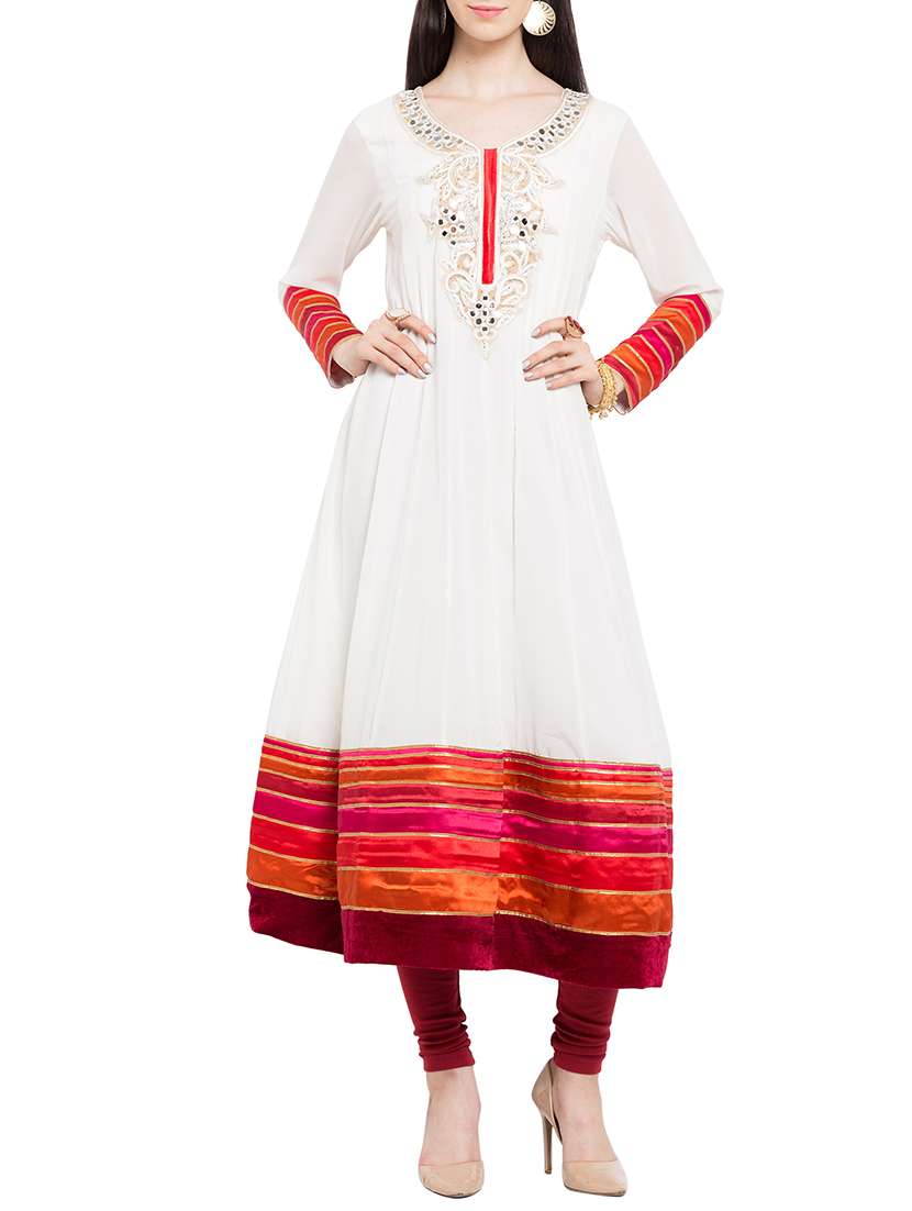white georgette anarkali kurta