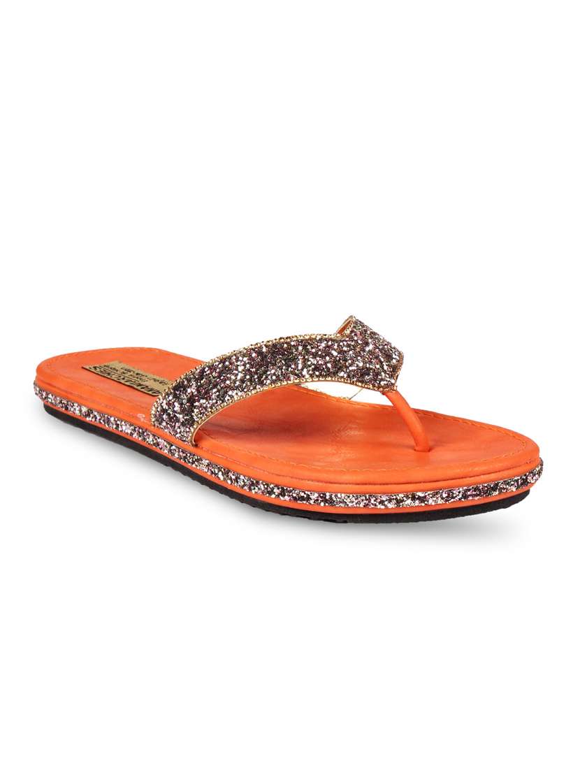orange faux leather sandal