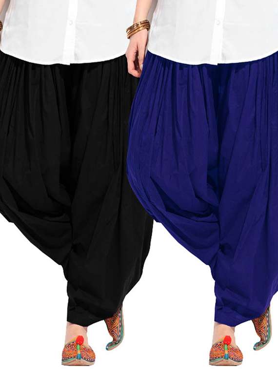 set of 2 multi colored cotton patiyala salwar