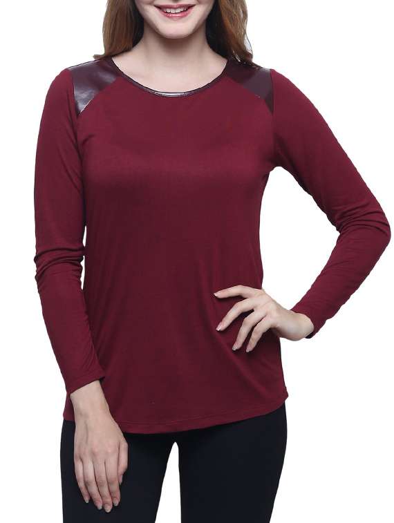 maroon viscose top