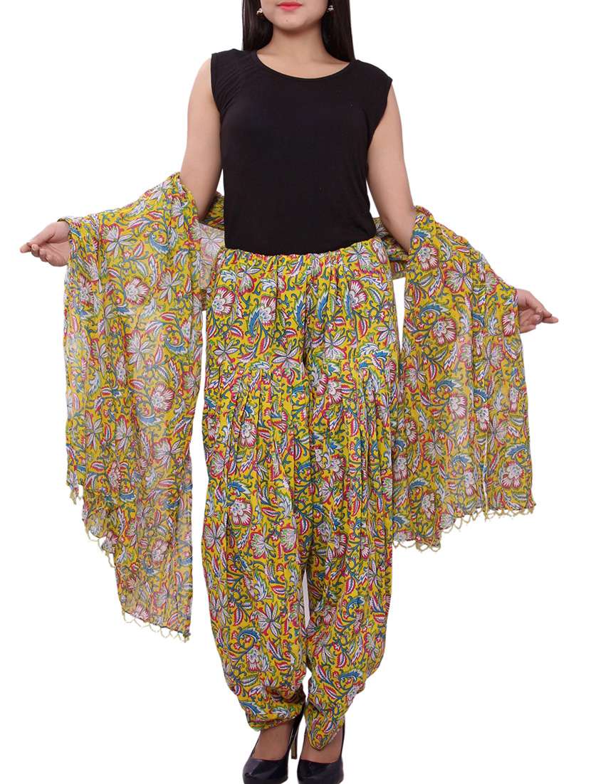 yellow cotton patiyala salwars