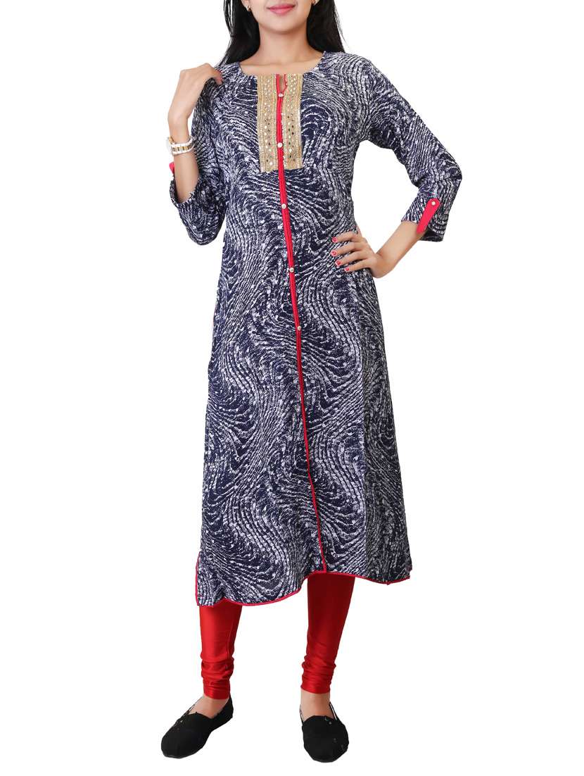 blue rayon straight kurta