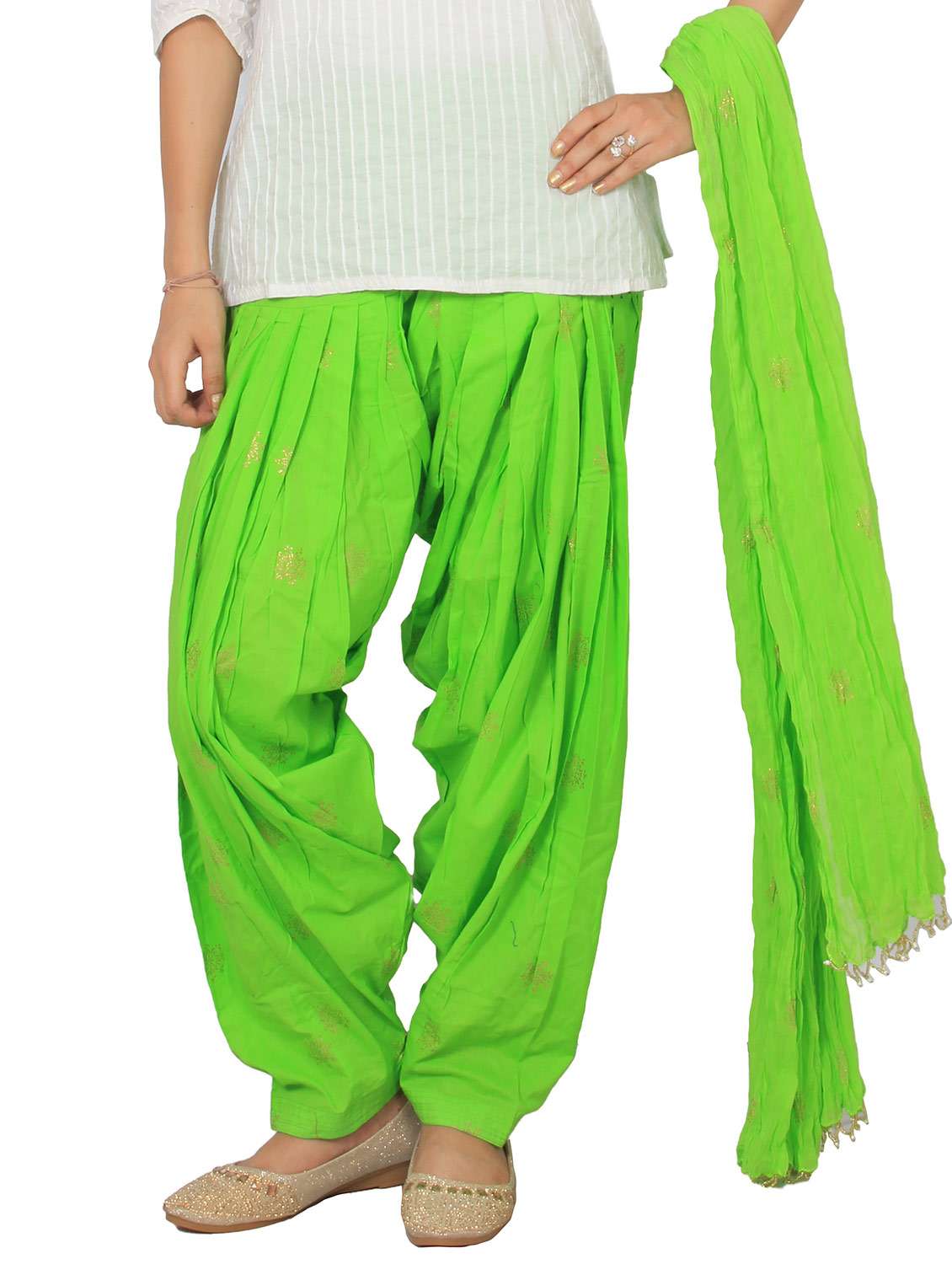 green cotton patiyala salwars