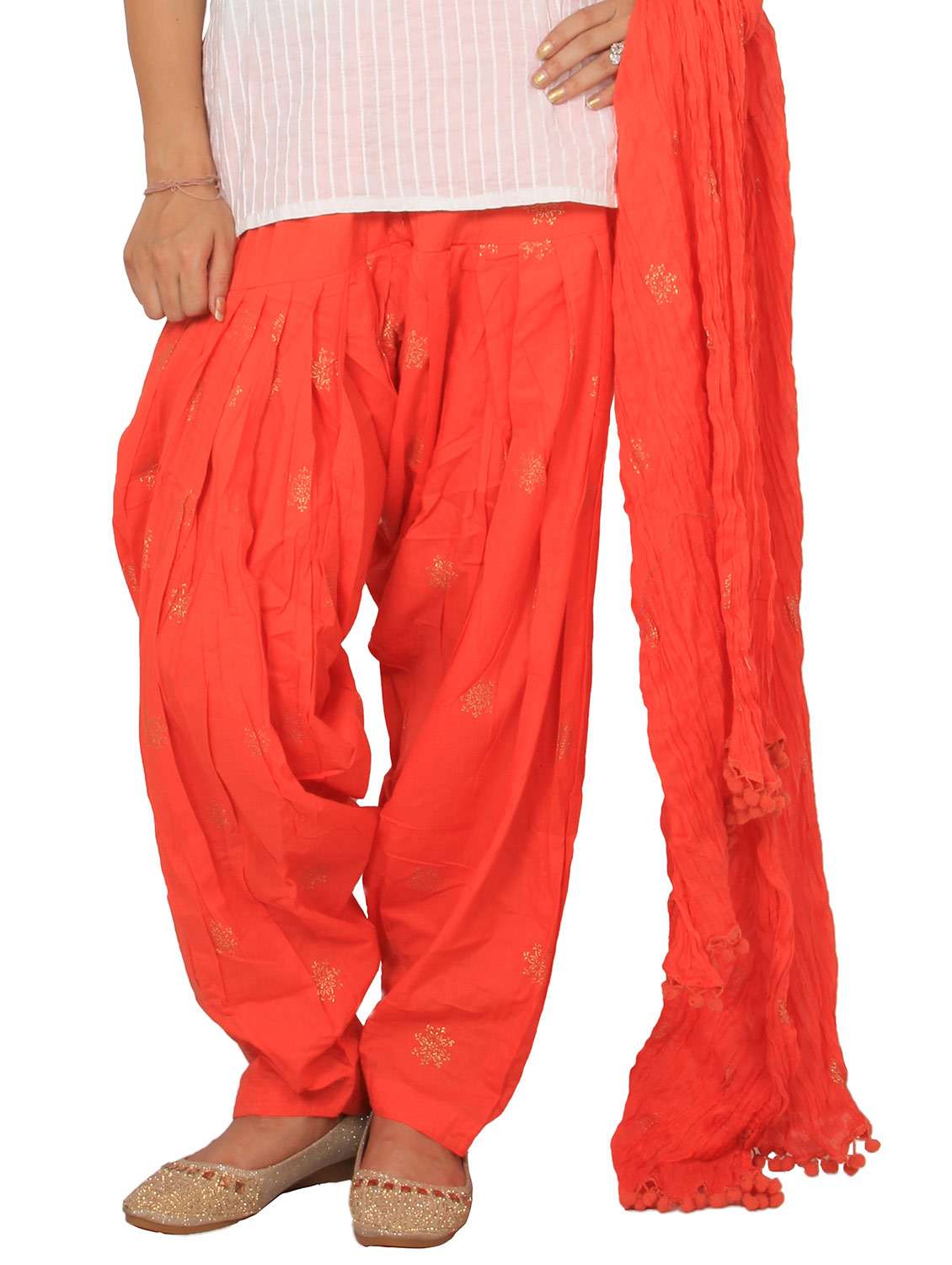 orange cotton patiyala salwars