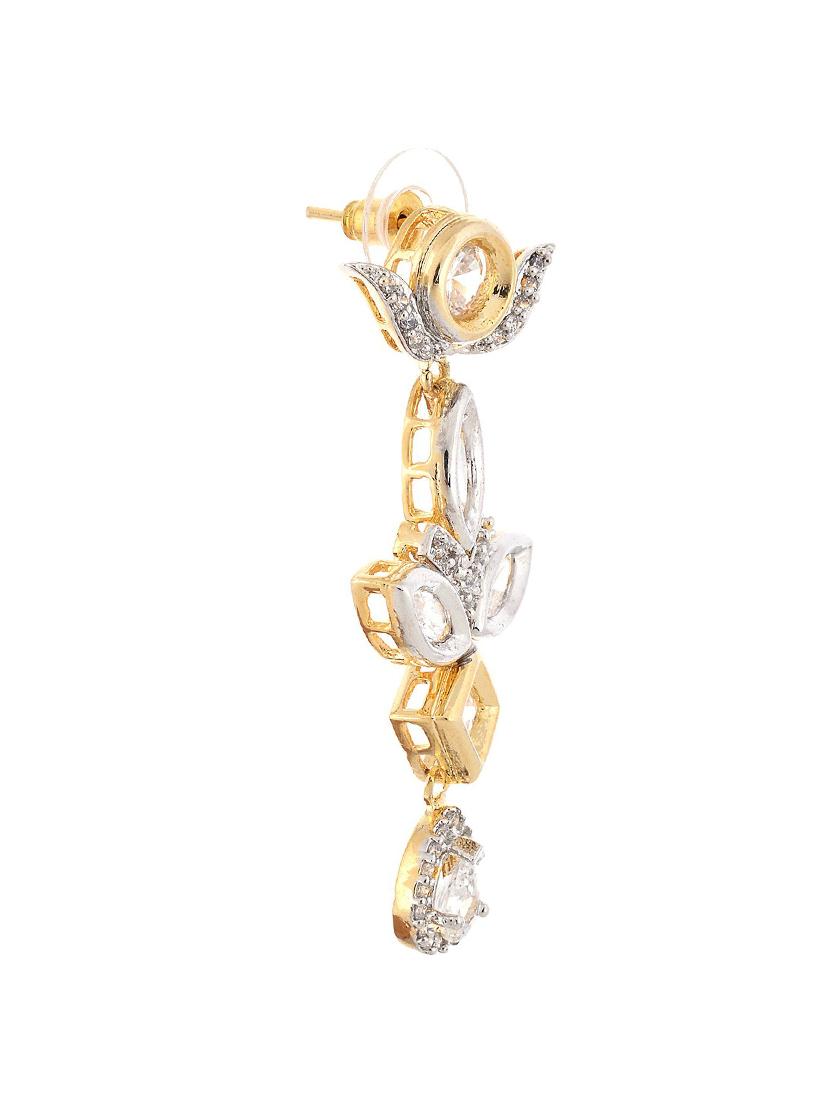 white brass drop earrings - 12338819 - Standard Image - 1