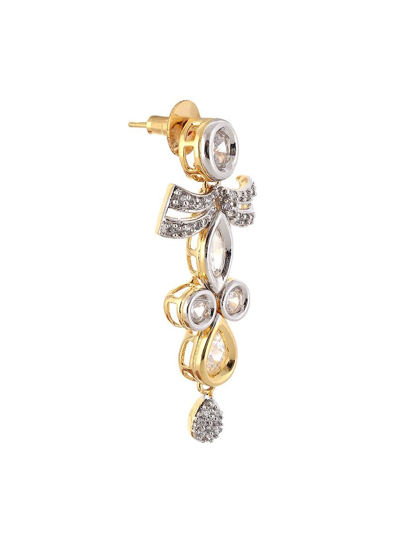 white brass drop earrings - 12338822 - Standard Image - 1